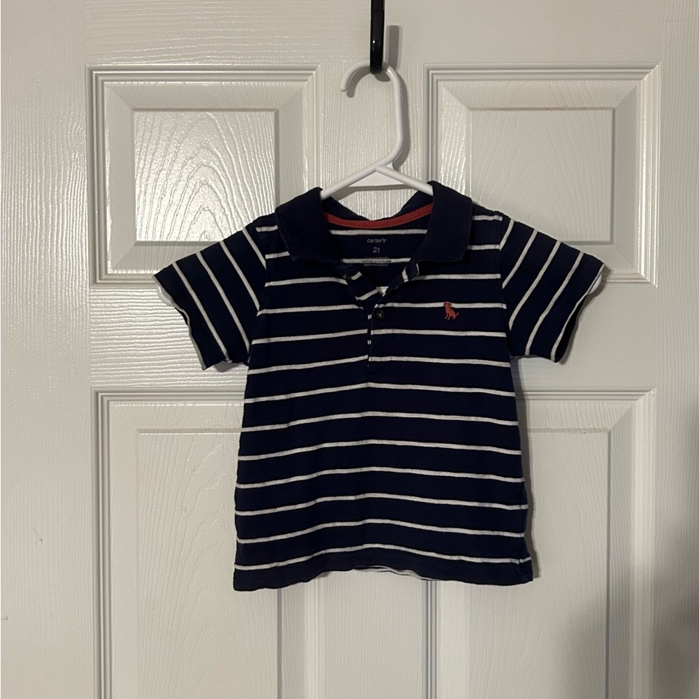 Navy Striped Kids‎ Polo Shirt